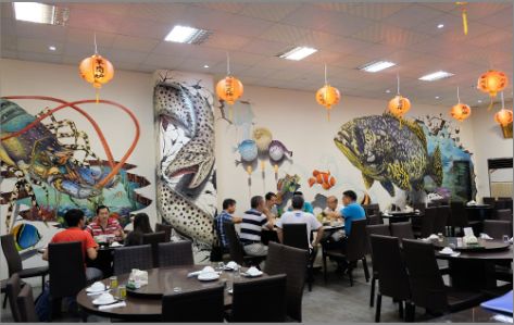 松溪海鲜餐厅墙体彩绘